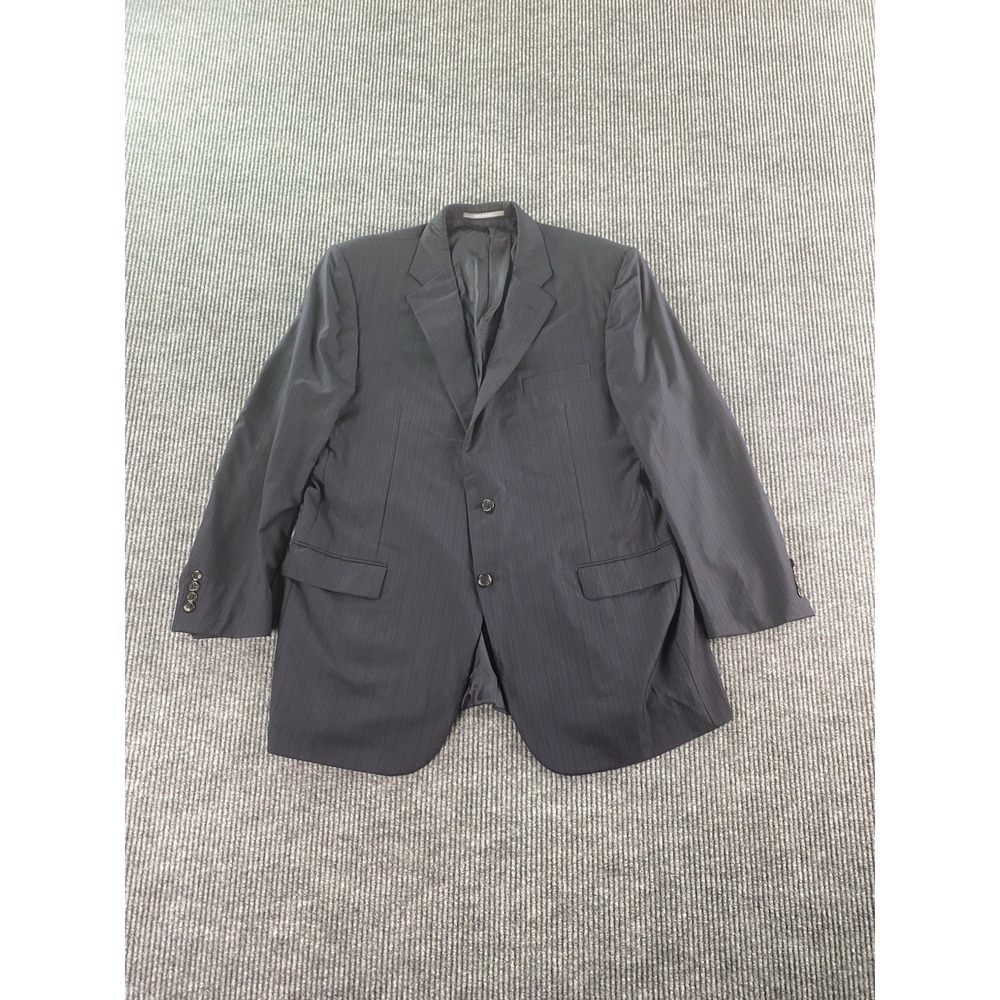 Hickey Freeman Suit Jacket 46 L Navy Striped Loro Piana Tasmanian Italy Designer